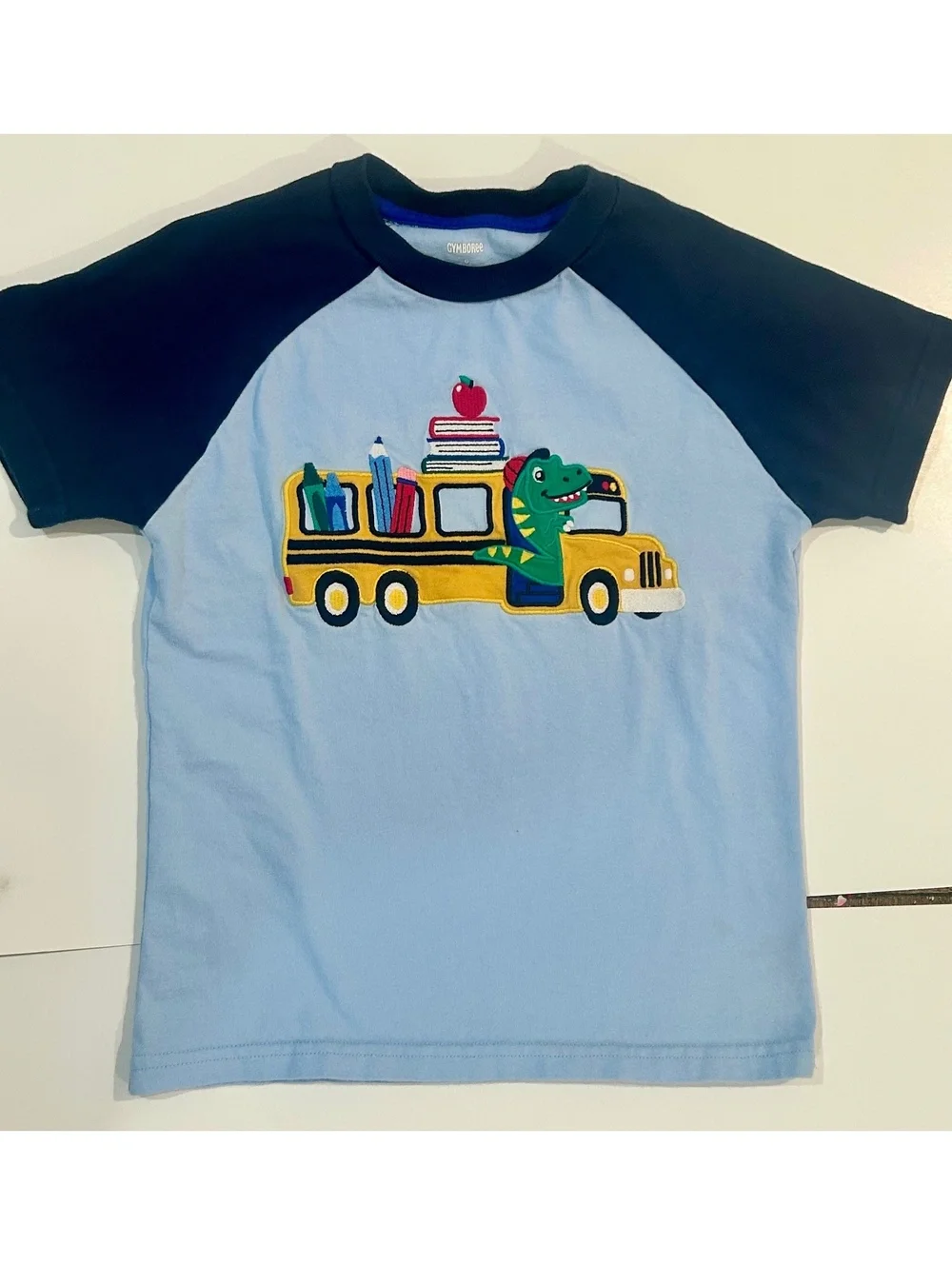 Gymboree light blue raglan truck graphic T-shirt